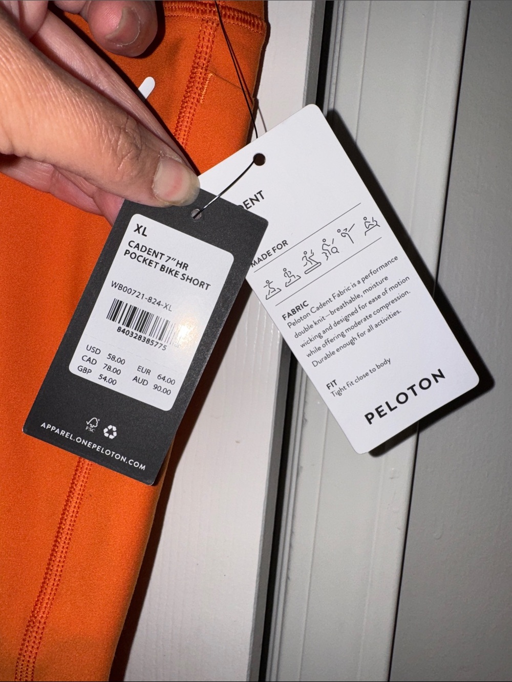 Peloton Vibrant Orange High-Waist Bike Shorts - Picture 2 of 6